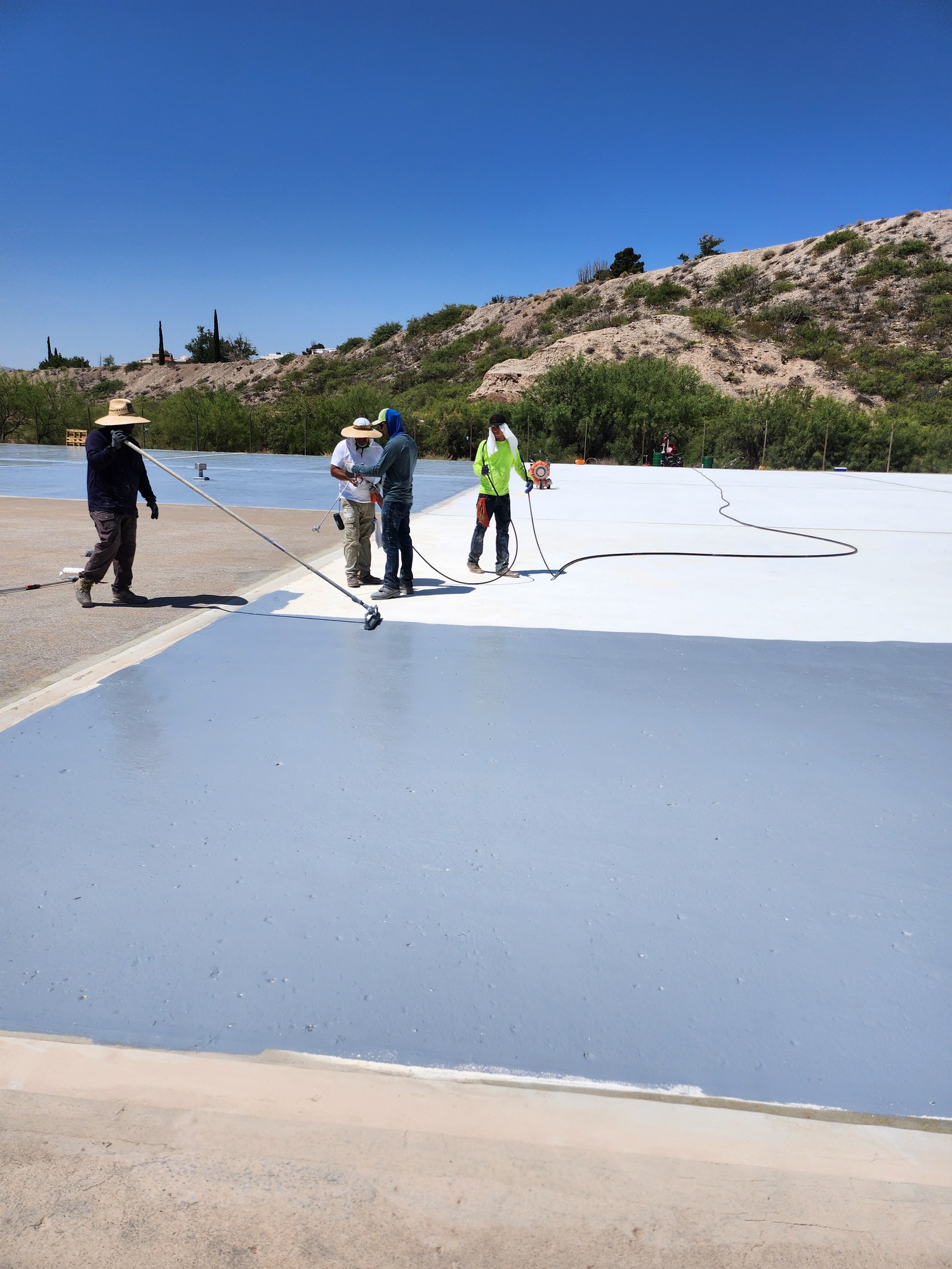 Coating being sprayed